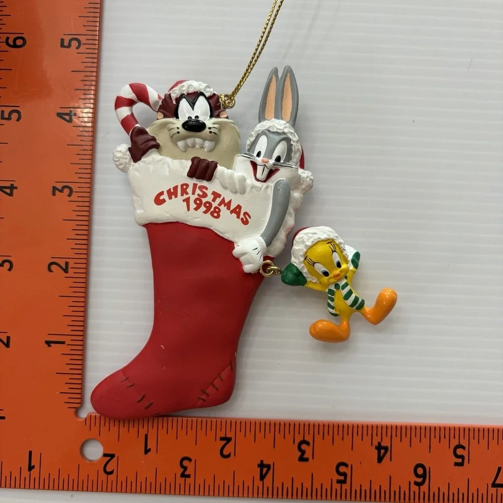 Vintage Looney Tunes Christmas Ornament Stocking Taz Bugs Bunny Tweety